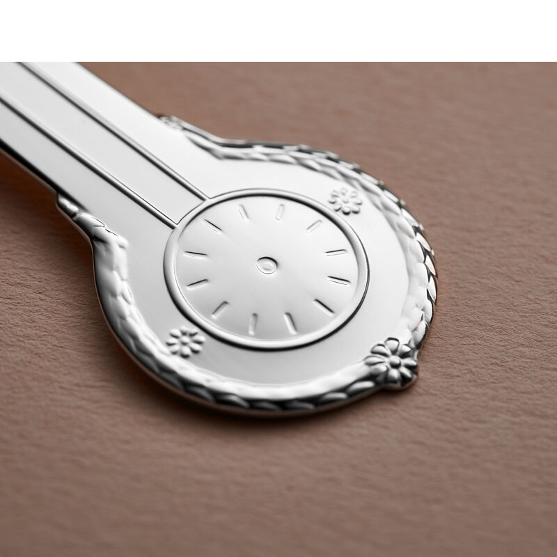 Clock with flowers Christening spoon